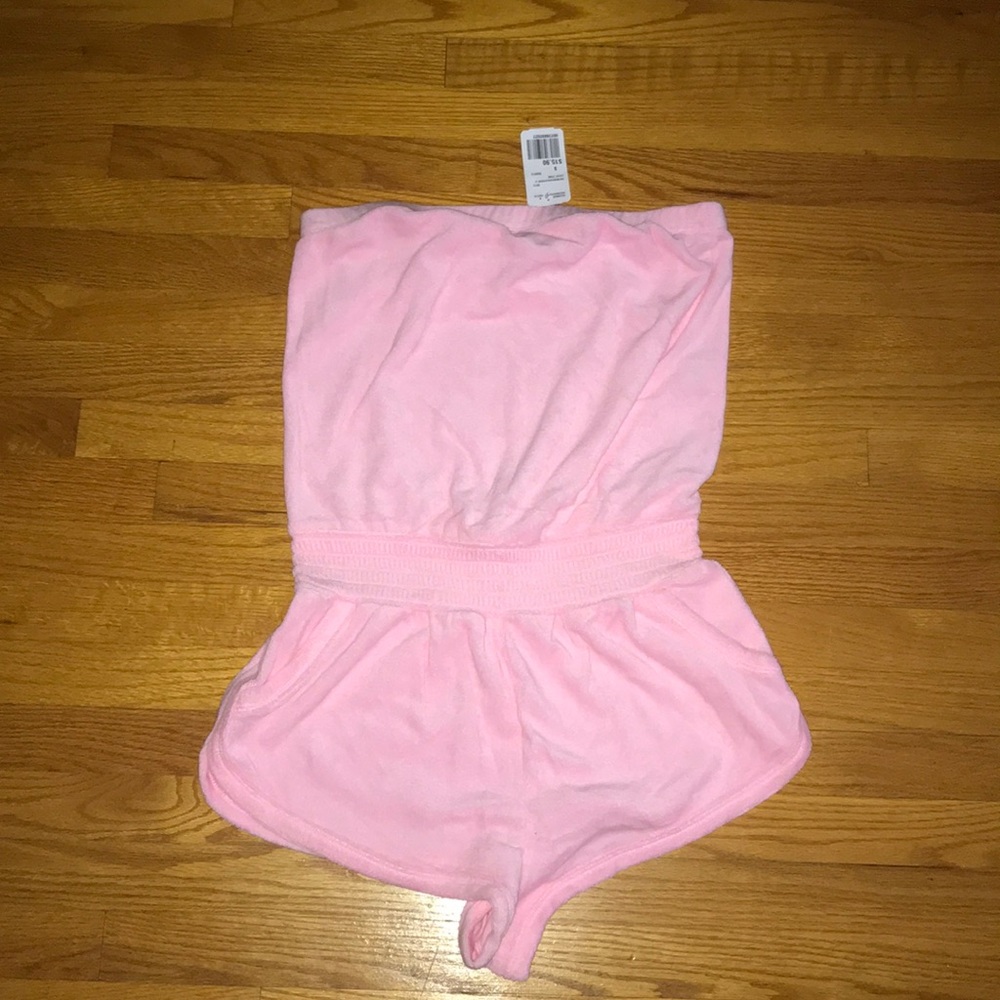 Pink terry cloth romper